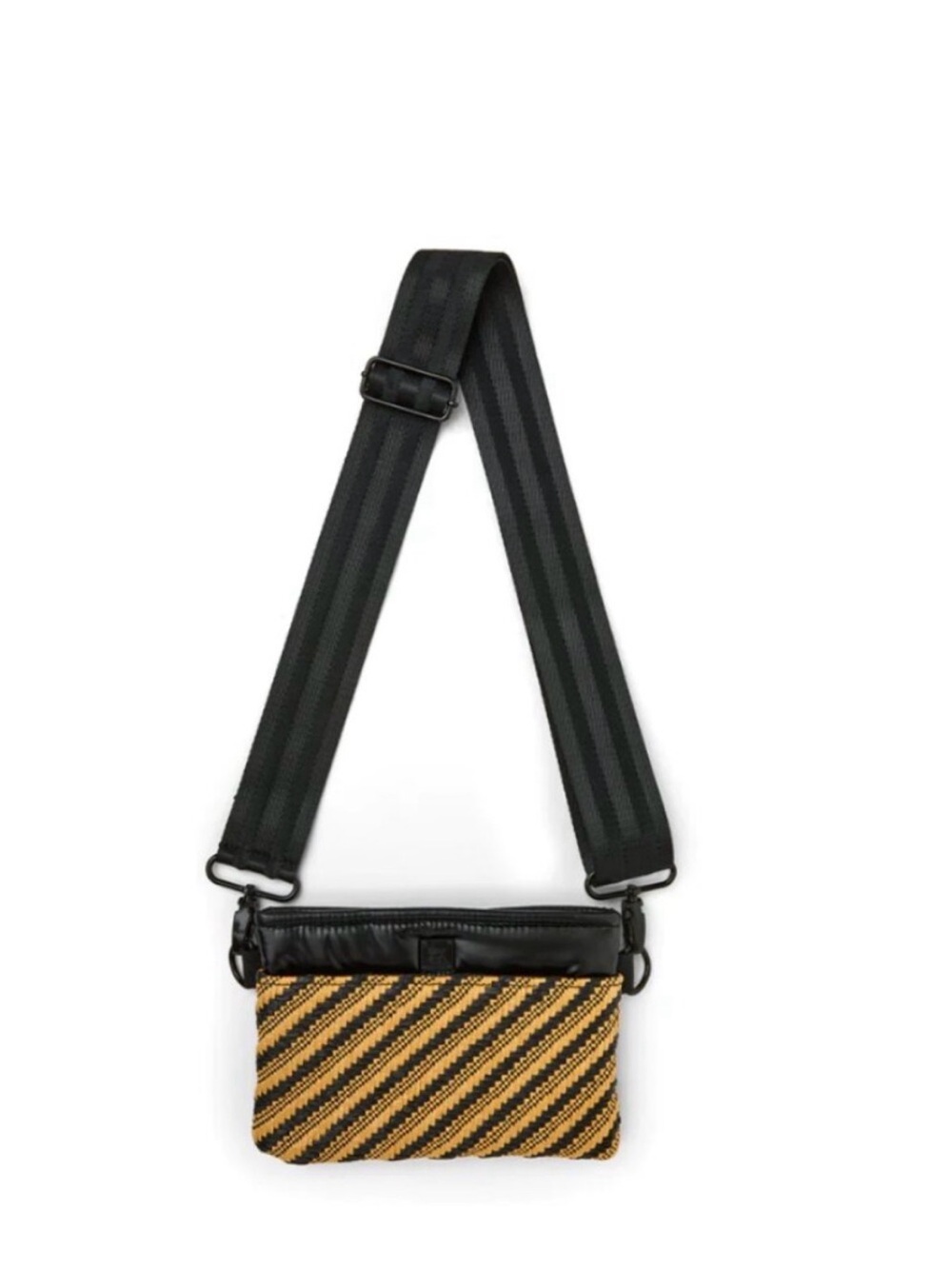THINK ROYLN Black and Yellow Diagonal Stripe Belt Bag